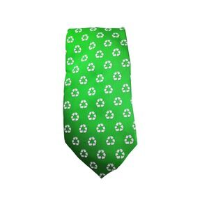 The American Necktie Company Mens Green "Recycle" Symbol Novelty Necktie Tie